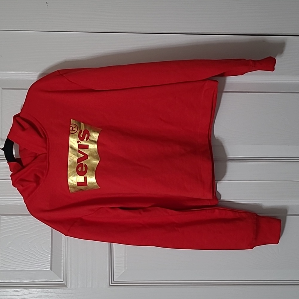Red Levi's Hoodie Sweatshirt Gold "LEVI'S" Graphic, Kids Large (12-13 years)